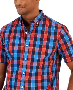 Club Room Men's Short-Sleeve Plaid Shirt, Created For Macy's -macys shop 21621530 fpx