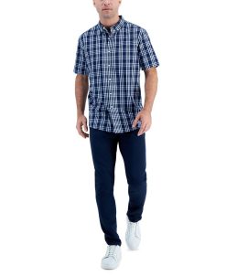 Club Room Men's Short-Sleeve Plaid Shirt, Created For Macy's