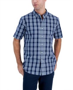 Club Room Men's Short-Sleeve Plaid Shirt, Created For Macy's -macys shop 21621534 fpx