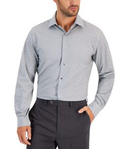 Alfani Men's Slim Fit 4-Way Stretch Geo-Print Dress Shirt, Created For Macy's