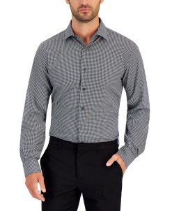 Alfani Men's Slim Fit 4-Way Stretch Houndstooth Dress Shirt, Created For Macy's
