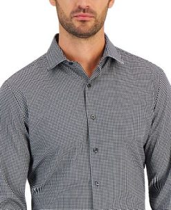 Alfani Men's Slim Fit 4-Way Stretch Houndstooth Dress Shirt, Created For Macy's 4 Alfani Men's Slim Fit 4-Way Stretch Houndstooth Dress Shirt, Created For Macy's -macys shop 21685135 fpx