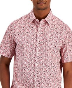 Club Room Men's Floral Woven Short-Sleeve Button-Up Shirt, Created For Macy's -macys shop 21695375 fpx