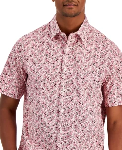 Club Room Men's Floral Woven Short-Sleeve Button-Up Shirt, Created For Macy's -macys shop 21695375 fpx