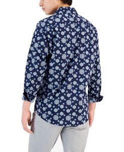 Club Room Men's Geometric Medallion Shirt, Created For Macy's -macys shop 21695570 fpx
