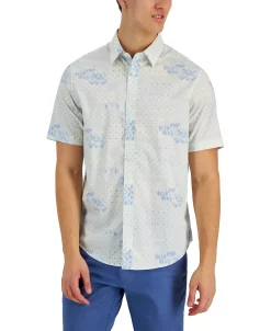 Club Room Men's Brook Patchwork Refined Woven Short-Sleeve Shirt, Created For Macy's -macys shop 21695689 fpx