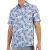 Club Room Men's Gone Classic-Fit Leaf Print Linen Short-Sleeve Shirt, Created For Macy's -macys shop 21695700 fpx