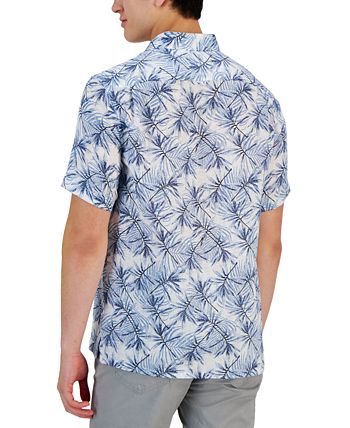 Men's Gone Classic-Fit Leaf Print Linen Short-Sleeve Shirt, Created For Macy's Club Room Men's Gone Classic-Fit Leaf Print Linen Short-Sleeve Shirt, Created For Macy's -macys shop