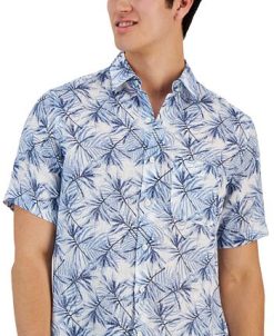 Club Room Men's Gone Classic-Fit Leaf Print Linen Short-Sleeve Shirt, Created For Macy's 4 Club Room Men's Gone Classic-Fit Leaf Print Linen Short-Sleeve Shirt, Created For Macy's -macys shop 21695702 fpx