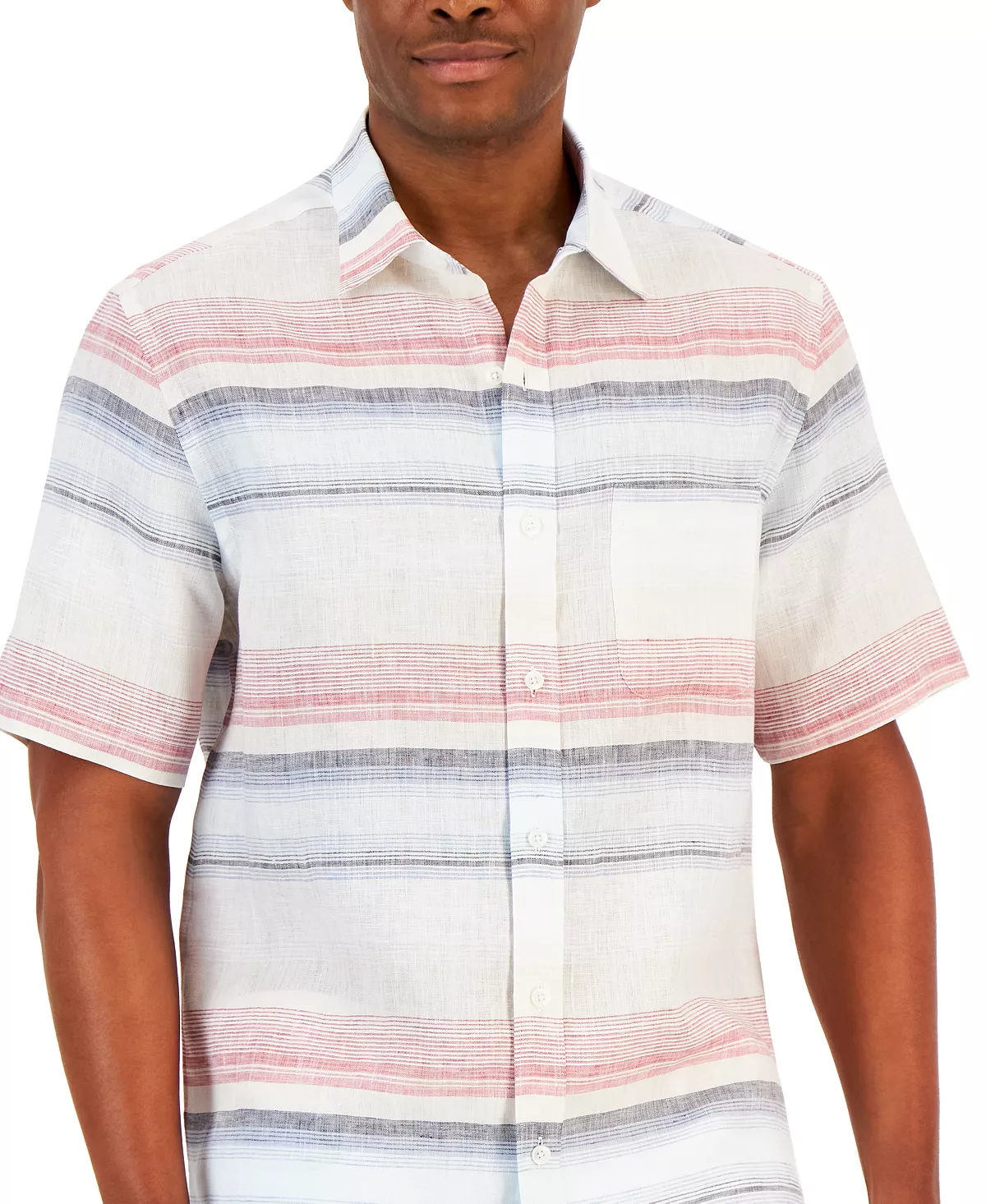 Men's Darren Horizontal Striped Linen Short-Sleeve Shirt, Created For Macy's Club Room Men's Darren Horizontal Striped Linen Short-Sleeve Shirt, Created For Macy's -macys shop