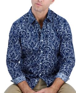 Club Room Men's Long-Sleeve Bold Whisper Shirt, Created For Macy's -macys shop 21695765 fpx