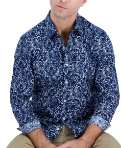 Club Room Men's Long-Sleeve Bold Whisper Shirt, Created For Macy's -macys shop 21695765 fpx