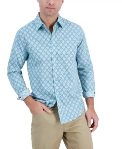 Club Room Men's Long-Sleeve Foulard Geometric-Print Shirt, Created For Macy's -macys shop 21695772 fpx