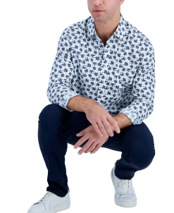 Club Room Men's Long-Sleeve Alluna Floral Shirt, Created For Macy's -macys shop 21695801 fpx