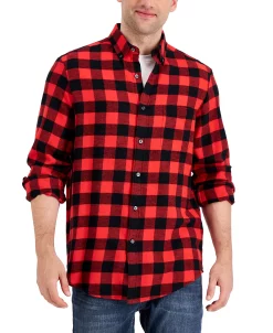 Club Room Men's Regular-Fit Plaid Flannel Shirt, Created For Macy's -macys shop 21697661 fpx