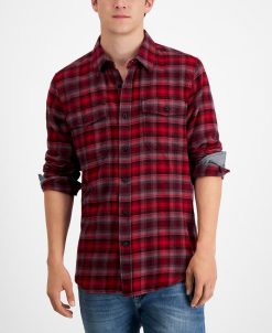 Sun + Stone Men's Plaid Flannel Shirt, Created For Macy's