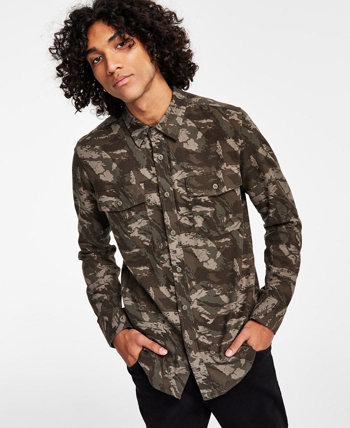 Men's Leo Regular-Fit Camouflage Flannel Shirt, Created For Macy's Sun + Stone Men's Leo Regular-Fit Camouflage Flannel Shirt, Created For Macy's -macys shop