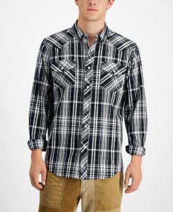 Sun + Stone Men's Remington Regular-Fit Plaid Western Shirt, Created For Macy's