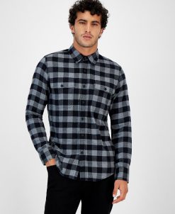 Sun + Stone Men's Check Flannel Shirt, Created For Macy's