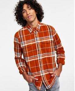 Sun + Stone Men's Paulie Regular-Fit Plaid Flannel Shirt, Created For Macy's
