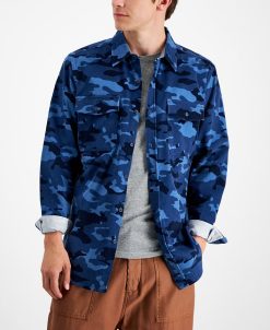 Sun + Stone Men's Nolan Regular-Fit Camouflage Corduroy Shirt, Created For Macy's