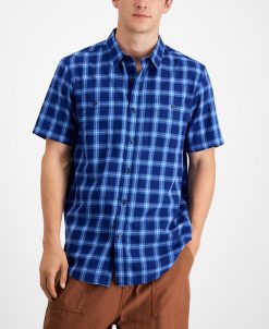 Sun + Stone Men's Regular-Fit Plaid Shirt, Created For Macy's