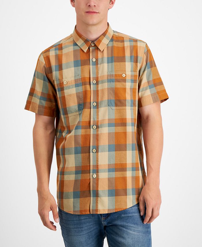 Men's Sage Regular-Fit Plaid Shirt, Created For Macy's Sun + Stone Men's Sage Regular-Fit Plaid Shirt, Created For Macy's -macys shop