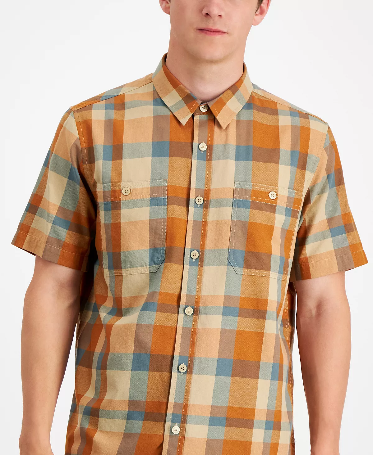 Men's Sage Regular-Fit Plaid Shirt, Created For Macy's Sun + Stone Men's Sage Regular-Fit Plaid Shirt, Created For Macy's -macys shop
