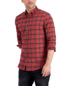 Club Room Men's Regular-Fit Brushed Plaid Shirt, Created For Macy's