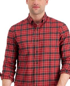 Club Room Men's Regular-Fit Brushed Plaid Shirt, Created For Macy's -macys shop 21739260 fpx