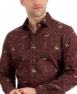 Bar III Men's Slim-Fit Performance Stretch Forest-Print Dress Shirt, Created For Macy's -macys shop 21750151 fpx