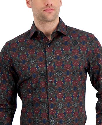 Men's Slim-Fit Performance Stretch Geo-Print Dress Shirt, Created For Macy's Bar III Men's Slim-Fit Performance Stretch Geo-Print Dress Shirt, Created For Macy's -macys shop