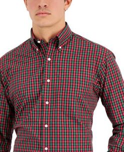 Club Room Men's Regular Fit Tumaco Plaid Cotton Dress Shirt, Created For Macy's -macys shop 21752640 fpx