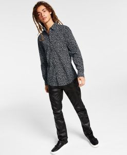 INC International Concepts .N.C. International Concepts® Men's Regular-Fit Floral Ditsy-Print Shirt, Created For Macy's