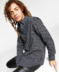 INC International Concepts .N.C. International Concepts® Men's Regular-Fit Floral Ditsy-Print Shirt, Created For Macy's -macys shop 21898803 fpx