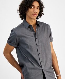 INC International Concepts .N.C. International Concepts® Men's Regular-Fit Pindot Shirt, Created For Macy's -macys shop 21898870 fpx