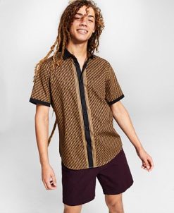 INC International Concepts .N.C. International Concepts® Men's Regular-Fit Geo-Print Shirt, Created For Macy's -macys shop 21898914 fpx