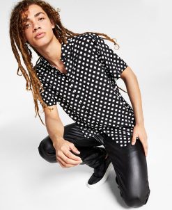 INC International Concepts .N.C. International Concepts® Men's Regular-Fit Diamond Geo-Print Shirt, Created For Macy's