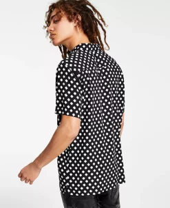 INC International Concepts .N.C. International Concepts® Men's Regular-Fit Diamond Geo-Print Shirt, Created For Macy's -macys shop 21899040 fpx