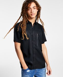 INC International Concepts .N.C. International Concepts® Men's Regular-Fit Zip-Pocket Shirt, Created For Macy's