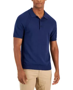Alfani Men's Ribbed Raglan Sweater-Knit Polo Shirt, Created For Macy's -macys shop 21899054 fpx