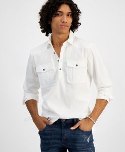 INC International Concepts .N.C. International Concepts® Men's Regular-Fit Popover Western Shirt, Created For Macy's