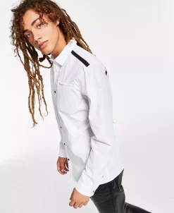 INC International Concepts .N.C. International Concepts® Men's Regular-Fit Shirt With Faux-Leather Trim, Created For Macy's 6 INC International Concepts .N.C. International Concepts® Men's Regular-Fit Shirt With Faux-Leather Trim, Created For Macy's -macys shop 21899074 fpx