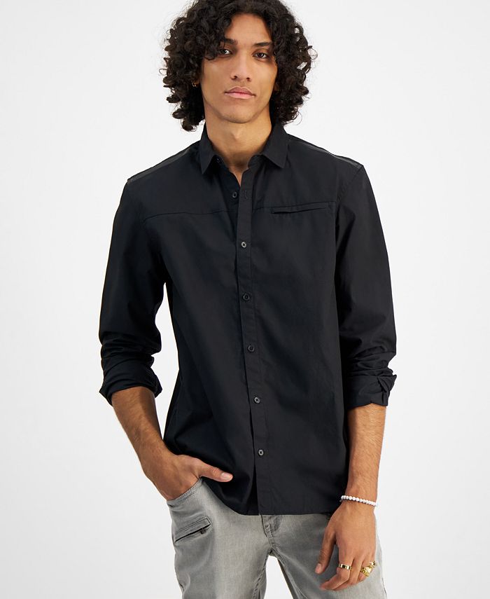 .N.C. International Concepts® Men's Regular-Fit Shirt With Faux-Leather Trim, Created For Macy's INC International Concepts .N.C. International Concepts® Men's Regular-Fit Shirt With Faux-Leather Trim, Created For Macy's -macys shop