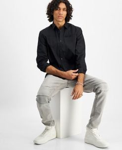 INC International Concepts .N.C. International Concepts® Men's Regular-Fit Shirt With Faux-Leather Trim, Created For Macy's 4 INC International Concepts .N.C. International Concepts® Men's Regular-Fit Shirt With Faux-Leather Trim, Created For Macy's -macys shop 21899080 fpx