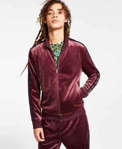 INC International Concepts .N.C. International Concepts® Men's Regular-Fit Taped Full-Zip Velour Track Jacket, Created For Macy's
