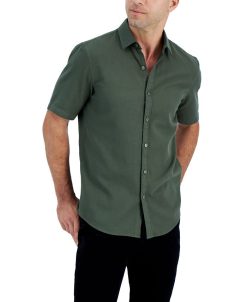 Alfani Men's Short-Sleeve Solid Textured Shirt, Created For Macy's