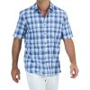 Alfani Men's Short-Sleeve Panama Plaid Textured Shirt, Created For Macy's -macys shop 21909369 fpx
