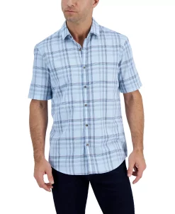 Alfani Men's Short-Sleeve Tillo Plaid Shirt, Created For Macy's -macys shop 21909373 fpx
