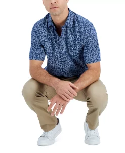 Alfani Men's Short-Sleeve Meren Floral-Print Shirt, Created For Macy's -macys shop 21909377 fpx